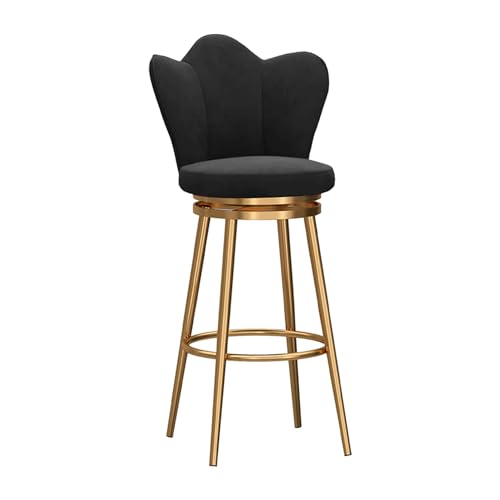 YHKJLYH Barhocker in Thekenhöhe, 1er-Set, Moderne Thekenhocker mit niedriger Rückenlehne, goldene Metallrahmen, mit Samtstoff gepolsterte Barhocker für Kücheninsel, Hausbar, Sitzhöhe 65 cm, Schwarz YHKJLYH Barhocker in Thekenhöhe, 1er-Set, Moderne Thekenhocker mit niedriger Rückenlehne, goldene Metallrahmen, mit Samtstoff gepolsterte Barhocker für Kücheninsel, Hausbar, Sitzhöhe 65 cm, Schwarz von YHKJLYH