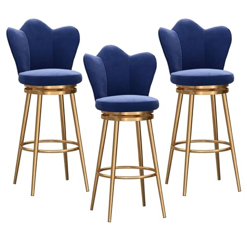 YHKJLYH Barhocker in Thekenhöhe, 3er-Set, Moderne Thekenhocker mit Rückenlehne, Goldfarbene Metallrahmen, mit Samtstoff gepolsterte Akzent-Barhocker für Kücheninsel, Sitzhöhe 65 cm, blau YHKJLYH Barhocker in Thekenhöhe, 3er-Set, Moderne Thekenhocker mit Rückenlehne, Goldfarbene Metallrahmen, mit Samtstoff gepolsterte Akzent-Barhocker für Kücheninsel, Sitzhöhe 65 cm, blau von YHKJLYH