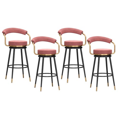 YHKJLYH Barhocker in Thekenhöhe, 4er-Set, 360° drehbare Barhocker mit niedriger Rückenlehne, mit Samtstoff gepolsterte Thekenstühle, Schwarze Metallbeine, 75 cm hohe Sitzfläche, Rosa YHKJLYH Barhocker in Thekenhöhe, 4er-Set, 360° drehbare Barhocker mit niedriger Rückenlehne, mit Samtstoff gepolsterte Thekenstühle, Schwarze Metallbeine, 75 cm hohe Sitzfläche, Rosa von YHKJLYH