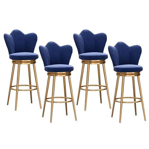 YHKJLYH Barhocker in Thekenhöhe, 4er-Set, Moderne Thekenhocker mit Rückenlehne, Goldfarbene Metallrahmen, mit Samtstoff gepolsterte Akzent-Barhocker für Kücheninsel, Sitzhöhe 65 cm, blau YHKJLYH Barhocker in Thekenhöhe, 4er-Set, Moderne Thekenhocker mit Rückenlehne, Goldfarbene Metallrahmen, mit Samtstoff gepolsterte Akzent-Barhocker für Kücheninsel, Sitzhöhe 65 cm, blau von YHKJLYH