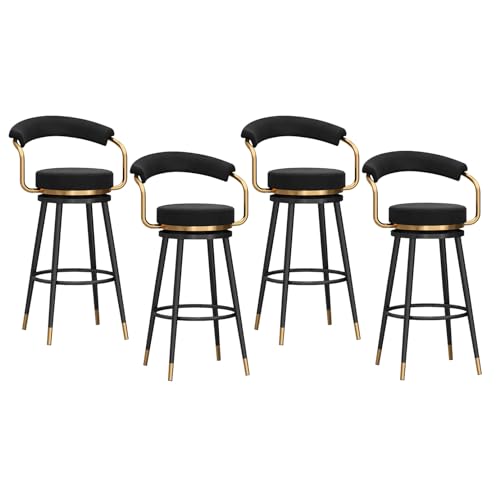 YHKJLYH Barhocker in Thekenhöhe, 4er-Set, moderner Drehbarhocker aus Samtstoff mit Rückenlehne und schwarzen Metallbeinen, Bequeme Thekenstühle für die Hausbar/das Esszimmer/das Restaurant, schwarz YHKJLYH Barhocker in Thekenhöhe, 4er-Set, moderner Drehbarhocker aus Samtstoff mit Rückenlehne und schwarzen Metallbeinen, Bequeme Thekenstühle für die Hausbar/das Esszimmer/das Restaurant, schwarz von YHKJLYH