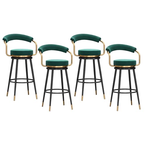 YHKJLYH Barhocker in Thekenhöhe, 4er-Set, moderner Drehbarhocker aus Samtstoff mit Rückenlehne und schwarzen Metallbeinen, Bequeme Thekenstühle für die Hausbar/das Esszimmer/das Restaurant, grün YHKJLYH Barhocker in Thekenhöhe, 4er-Set, moderner Drehbarhocker aus Samtstoff mit Rückenlehne und schwarzen Metallbeinen, Bequeme Thekenstühle für die Hausbar/das Esszimmer/das Restaurant, grün von YHKJLYH