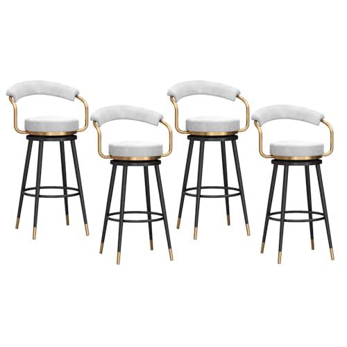 YHKJLYH Barhocker in Thekenhöhe, 4er-Set, moderner Drehbarhocker aus Samtstoff mit Rückenlehne und schwarzen Metallbeinen, Bequeme Thekenstühle für die Hausbar/das Esszimmer/das Restaurant, weiß YHKJLYH Barhocker in Thekenhöhe, 4er-Set, moderner Drehbarhocker aus Samtstoff mit Rückenlehne und schwarzen Metallbeinen, Bequeme Thekenstühle für die Hausbar/das Esszimmer/das Restaurant, weiß von YHKJLYH
