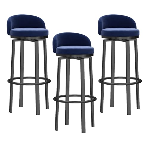 YHKJLYH Barhocker mit Thekenhöhe 65 cm, 3er-Set, mit Samtstoff gepolsterte Barhocker mit niedriger Rückenlehne, Barstühle aus Metall, Küchenhocker für Insel, Hausbar, Schwarze Beine YHKJLYH Barhocker mit Thekenhöhe 65 cm, 3er-Set, mit Samtstoff gepolsterte Barhocker mit niedriger Rückenlehne, Barstühle aus Metall, Küchenhocker für Insel, Hausbar, Schwarze Beine von YHKJLYH
