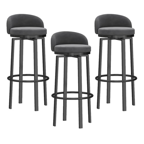 YHKJLYH Barhocker mit Thekenhöhe 65 cm, 3er-Set, mit Samtstoff gepolsterte Barhocker mit niedriger Rückenlehne, Barstühle aus Metall, Küchenhocker für Insel, Hausbar, Schwarze Beine YHKJLYH Barhocker mit Thekenhöhe 65 cm, 3er-Set, mit Samtstoff gepolsterte Barhocker mit niedriger Rückenlehne, Barstühle aus Metall, Küchenhocker für Insel, Hausbar, Schwarze Beine von YHKJLYH