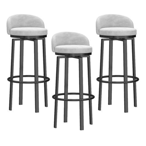 YHKJLYH Barhocker mit Thekenhöhe 65 cm, 3er-Set, mit Samtstoff gepolsterte Barhocker mit niedriger Rückenlehne, Barstühle aus Metall, Küchenhocker für Insel, Hausbar, Schwarze Beine YHKJLYH Barhocker mit Thekenhöhe 65 cm, 3er-Set, mit Samtstoff gepolsterte Barhocker mit niedriger Rückenlehne, Barstühle aus Metall, Küchenhocker für Insel, Hausbar, Schwarze Beine von YHKJLYH