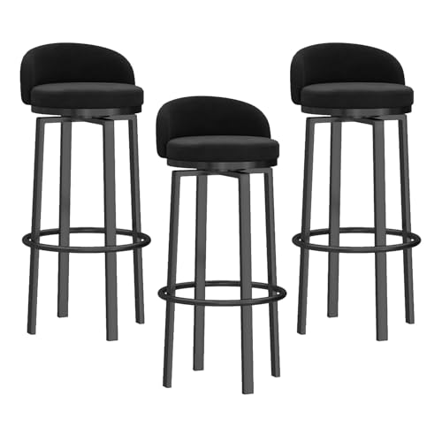 YHKJLYH Barhocker mit Thekenhöhe 75 cm, 3er-Set, mit Samtstoff gepolsterte Barhocker mit niedriger Rückenlehne, Barstühle aus Metall, Küchenhocker für Insel, Hausbar, Schwarze Beine YHKJLYH Barhocker mit Thekenhöhe 75 cm, 3er-Set, mit Samtstoff gepolsterte Barhocker mit niedriger Rückenlehne, Barstühle aus Metall, Küchenhocker für Insel, Hausbar, Schwarze Beine von YHKJLYH