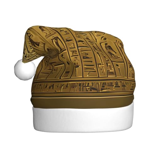 YHLKLWKSZC Ägypten Hieroglyphen bedruckte Weihnachtsmütze Weihnachtsmannmütze für Erwachsene Unisex Urlaub Weihnachtsmütze von YHLKLWKSZC