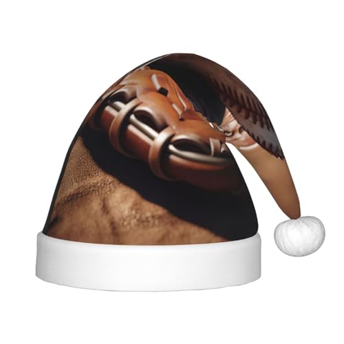 YHLKLWKSZC Baseball- und Handschuh-bedruckte Weihnachtsmütze, Weihnachtsmannmütze, Weihnachtsmannmütze, weich und bequem, 1 Stück von YHLKLWKSZC