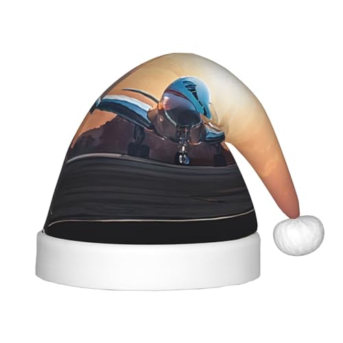 YHLKLWKSZC Bedruckte Weihnachtsmütze mit Rucksack, Flugzeug, Weihnachtsmannmütze, Weihnachtsmannmütze, weich und bequem, 1 Stück von YHLKLWKSZC
