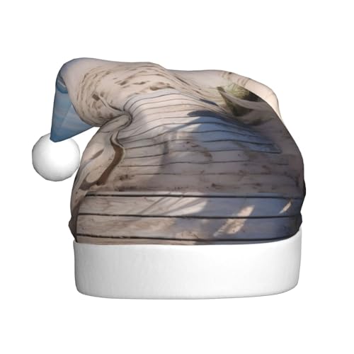 YHLKLWKSZC Bedruckte Weihnachtsmütze mit Strandlandschaft, Weihnachtsmannmütze für Erwachsene, Unisex, Urlaubsmütze von YHLKLWKSZC