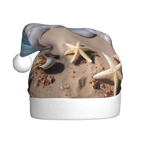 YHLKLWKSZC Bedruckte Weihnachtsmütze mit Strandmotiv, Weihnachtsmannmütze für Erwachsene, Unisex, Urlaub von YHLKLWKSZC