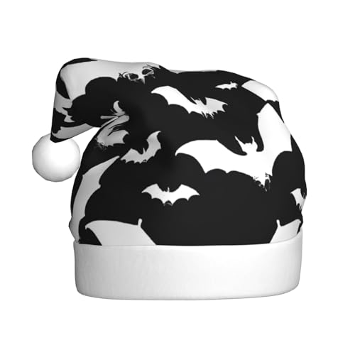 YHLKLWKSZC Halloween fliegende Fledermäuse bedruckte Weihnachtsmütze Nikolausmütze für Erwachsene Unisex Urlaub Weihnachtsmütze von YHLKLWKSZC