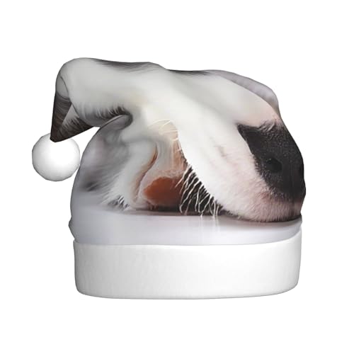YHLKLWKSZC Husky Dog bedruckte Weihnachtsmütze Weihnachtsmannmütze für Erwachsene Unisex Urlaub Weihnachtsmütze von YHLKLWKSZC