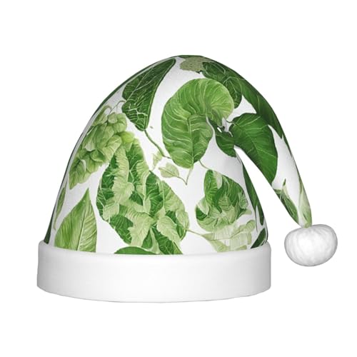YHLKLWKSZC Monstera Deliciosa Weihnachtsmütze mit Bananenpalme, bedruckt, Weihnachtsmannmütze, Weihnachtsmannmütze, weich und bequem, 1 Stück von YHLKLWKSZC