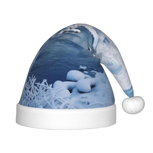 YHLKLWKSZC Schöne Schneelandschaft bedruckte Weihnachtsmütze, Weihnachtsmannmütze, Weihnachtsmannmütze, weich und bequem, 1 Stück von YHLKLWKSZC