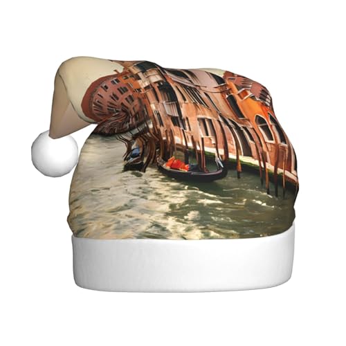 YHLKLWKSZC Schöne Venedig C View Print bedruckte Weihnachtsmütze Nikolausmütze für Erwachsene Unisex Urlaub Weihnachtsmütze von YHLKLWKSZC
