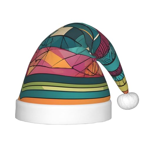 YHLKLWKSZC Weihnachtsmütze, ethnisch, geometrisch, bedruckt, Weihnachtsmannmütze, weich und bequem, 1 Stück von YHLKLWKSZC