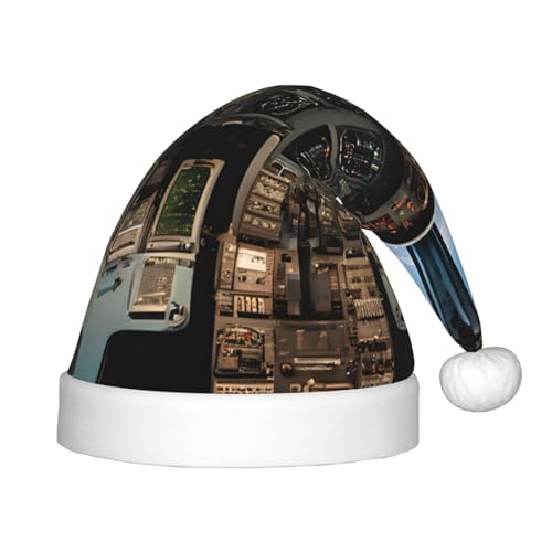 YHLKLWKSZC Weihnachtsmütze mit Flugzeug-Cockpit, bedruckt, Weihnachtsmannmütze, weich und bequem, 1 Stück von YHLKLWKSZC
