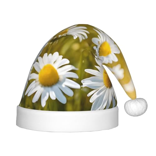 YHLKLWKSZC Weihnachtsmütze mit Gänseblümchen-Motiv, bedruckt, Weihnachtsmannmütze, Weihnachtsmannmütze, weich und bequem, 1 Stück von YHLKLWKSZC