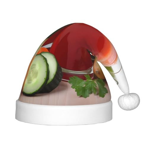 YHLKLWKSZC Weihnachtsmütze mit Gemüsesaft, bedruckt, Weihnachtsmannmütze, Weihnachtsmannmütze, weich und bequem, 1 Stück von YHLKLWKSZC