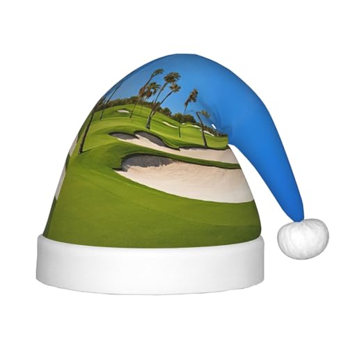 YHLKLWKSZC Weihnachtsmütze mit Golfplatz am Meer, bedruckt, Weihnachtsmannmütze, weich und bequem, 1 Stück von YHLKLWKSZC