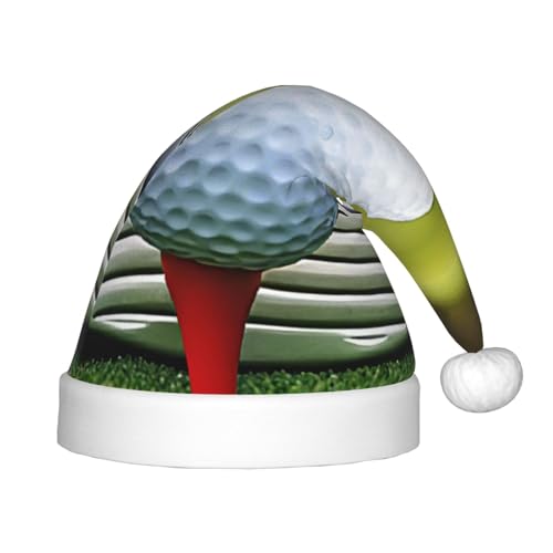 YHLKLWKSZC Weihnachtsmütze mit Golfschlägermotiv, bedruckt, Weihnachtsmannmütze, weich und bequem, 1 Stück von YHLKLWKSZC
