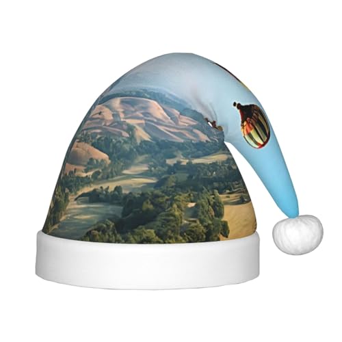 YHLKLWKSZC Weihnachtsmütze mit Heißluftballons, bedruckt, Weihnachtsmannmütze, Weihnachtsmannmütze, weich und bequem, 1 Stück von YHLKLWKSZC