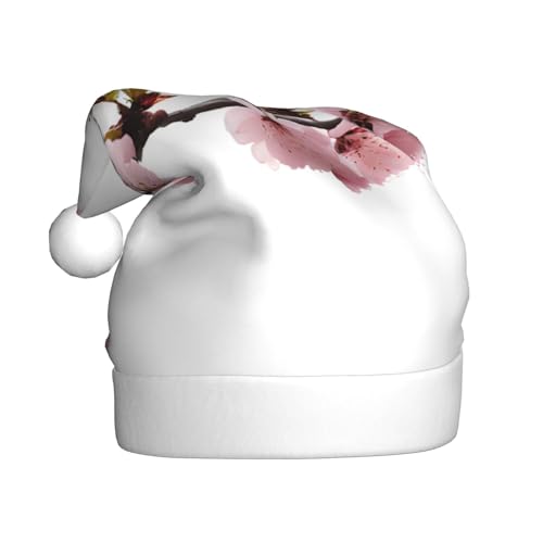 YHLKLWKSZC Weihnachtsmütze mit Kirschblüten-Baum, bedruckt, Weihnachtsmannmütze für Erwachsene, Unisex, Urlaubs-Weihnachtsmütze von YHLKLWKSZC