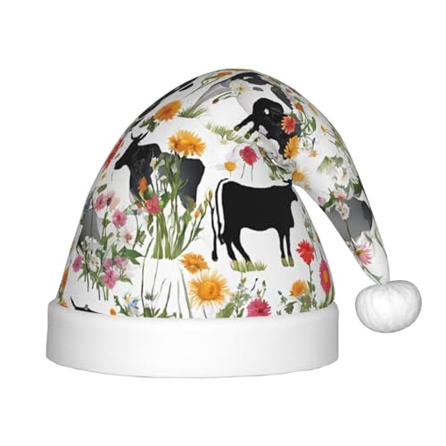 YHLKLWKSZC Weihnachtsmütze mit Rinderfarm-Motiv, bedruckt, Weihnachtsmannmütze, weich und bequem, 1 Stück von YHLKLWKSZC