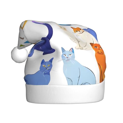 YHLKLWKSZC Weihnachtsmütze mit Schmetterlings-Motiv und gepunkteter Katze, Weihnachtsmannmütze für Erwachsene, Unisex, Urlaub von YHLKLWKSZC