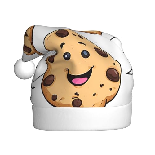 YHLKLWKSZC Weihnachtsmütze mit Schokoladen-Chip-Druck, bedruckt, Weihnachtsmannmütze für Erwachsene, Unisex, Urlaubs-Weihnachtsmütze von YHLKLWKSZC