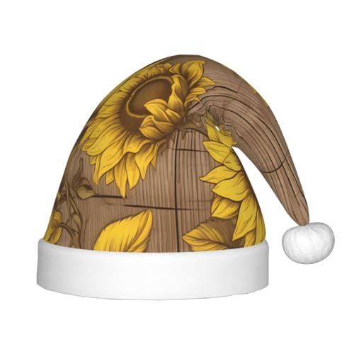 YHLKLWKSZC Weihnachtsmütze mit Sonnenblumen-Druck, Weihnachtsmannmütze, weich und bequem, 1 Stück von YHLKLWKSZC