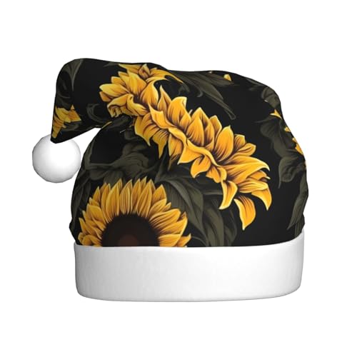 YHLKLWKSZC Weihnachtsmütze mit Sonnenblumen-Motiv, bedruckt, Weihnachtsmannmütze für Erwachsene, Unisex, für den Urlaub von YHLKLWKSZC