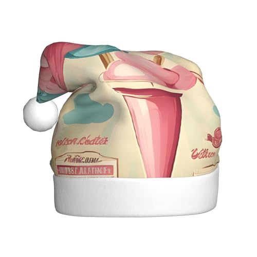 YHLKLWKSZC Weihnachtsmütze mit Zuckerwatte-Motiv, bedruckt, Weihnachtsmannmütze für Erwachsene, Unisex, Urlaubsmütze von YHLKLWKSZC
