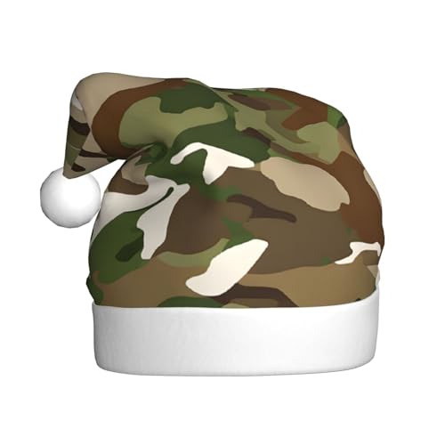 YHLKLWKSZC Weihnachtsmütze mit abstraktem Camouflage-Druck, bedruckt, Weihnachtsmannmütze für Erwachsene, Unisex, Urlaub von YHLKLWKSZC
