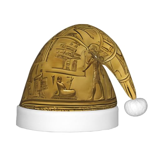 YHLKLWKSZC Weihnachtsmütze mit ägyptischen Hieroglyphen, bedruckt, Weihnachtsmannmütze, Weihnachtsmannmütze, weich und bequem, 1 Stück von YHLKLWKSZC