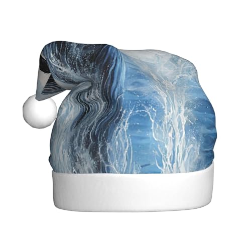 YHLKLWKSZC Weihnachtsmütze mit blauem Meerjungfrauen-Motiv, Weihnachtsmannmütze für Erwachsene, Unisex, für den Urlaub von YHLKLWKSZC
