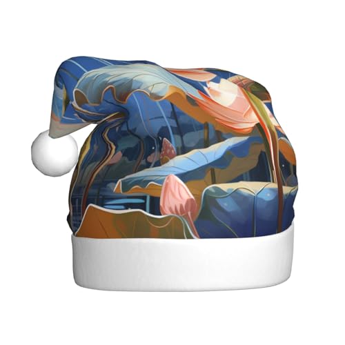 YHLKLWKSZC Weihnachtsmütze mit botanischem Blumendruck, Weihnachtsmannmütze für Erwachsene, Unisex, Urlaubskappe von YHLKLWKSZC