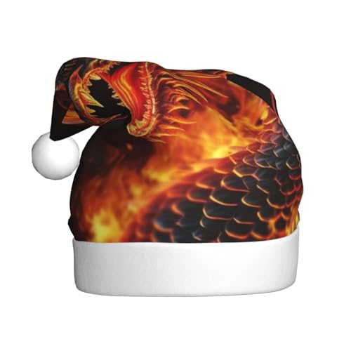 YHLKLWKSZC Weihnachtsmütze mit chinesischem Drachen-Motiv, bedruckt, Weihnachtsmannmütze für Erwachsene, Unisex, für den Urlaub von YHLKLWKSZC