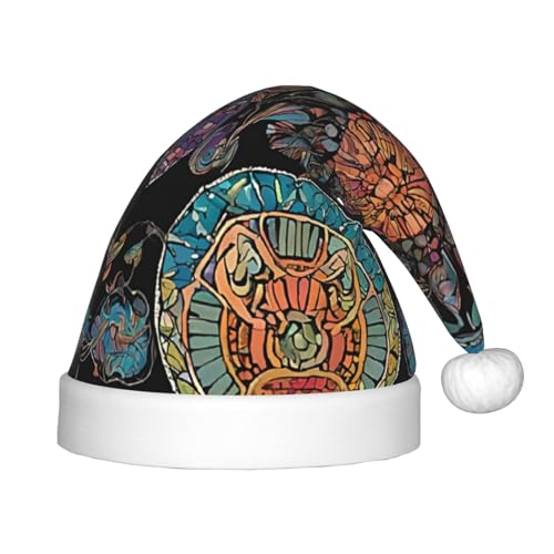 YHLKLWKSZC Weihnachtsmütze mit einheimischem Muster, bedruckt, Weihnachtsmannmütze, Weihnachtsmannmütze, weich und bequem, 1 Stück von YHLKLWKSZC
