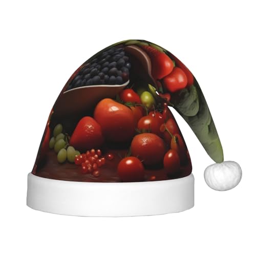 YHLKLWKSZC Weihnachtsmütze mit frischem Gemüse, bedruckt, Weihnachtsmannmütze, weich und bequem, 1 Stück von YHLKLWKSZC