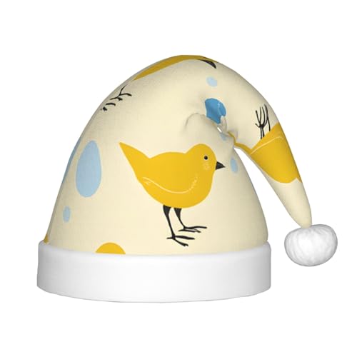 YHLKLWKSZC Weihnachtsmütze mit gelbem Huhn-Motiv, Weihnachtsmannmütze, weich und bequem, 1 Stück von YHLKLWKSZC