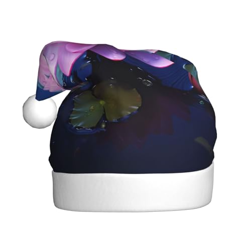 YHLKLWKSZC Weihnachtsmütze mit leuchtendem Blumendruck, Weihnachtsmannmütze für Erwachsene, Unisex, Urlaubsmütze von YHLKLWKSZC