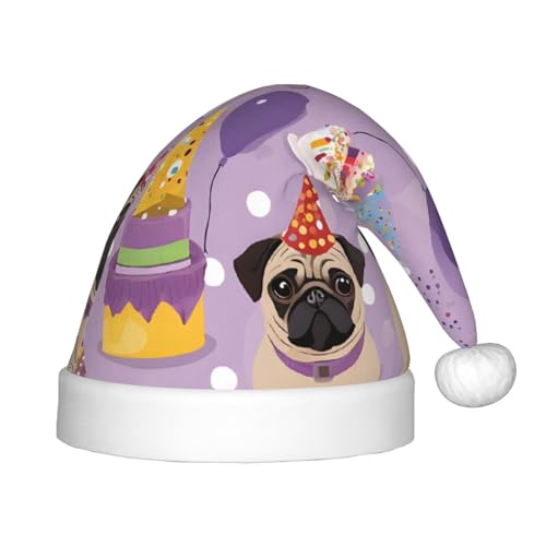 YHLKLWKSZC Weihnachtsmütze mit lustigem Cartoon-Welpen-Motiv, bedruckt, Weihnachtsmannmütze, weich und bequem, 1 Stück von YHLKLWKSZC