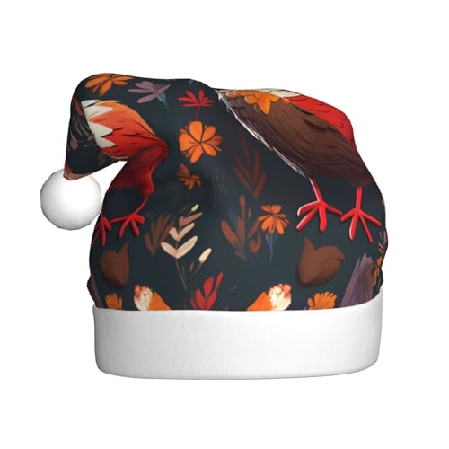 YHLKLWKSZC Weihnachtsmütze mit niedlichem Hahn-Huhn-Motiv, bedruckt, für Erwachsene, Unisex, für den Urlaub von YHLKLWKSZC