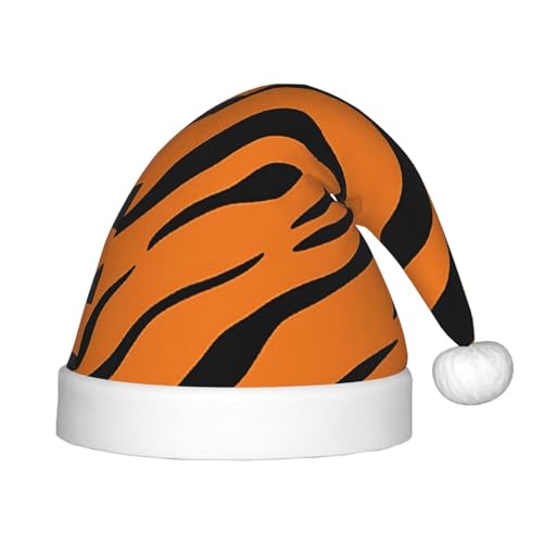 YHLKLWKSZC Weihnachtsmütze mit orangefarbenem Tiger-Leopardenmuster, Weihnachtsmannmütze, weich und bequem, 1 Stück von YHLKLWKSZC