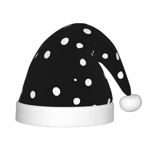 YHLKLWKSZC Weihnachtsmütze mit schwarz-weißen Punkten, bedruckt, Weihnachtsmannmütze, Weihnachtsmannmütze, weich und bequem, 1 Stück von YHLKLWKSZC
