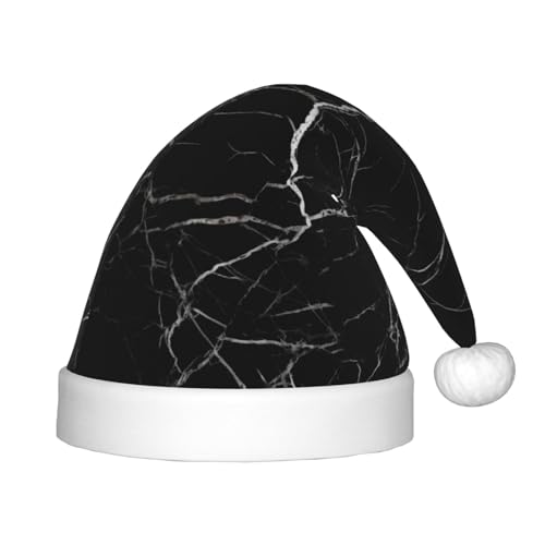 YHLKLWKSZC Weihnachtsmütze mit schwarzem Marmor, bedruckt, Weihnachtsmannmütze, Weihnachtsmannmütze, weich und bequem, 1 Stück von YHLKLWKSZC