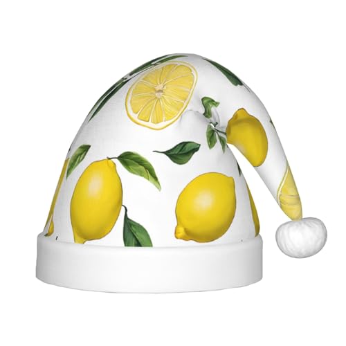 YHLKLWKSZC Weihnachtsmütze mit tropischer Zitrone, bedruckt, Weihnachtsmannmütze, weich und bequem, 1 Stück von YHLKLWKSZC
